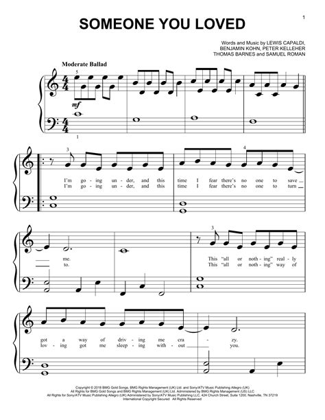 Someone You Loved Piano Sheet Music